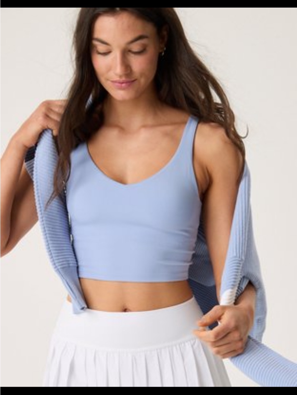 NWT OFFLINE Aerie Real Me Low Key Longline Sports Bra XL Light Blue